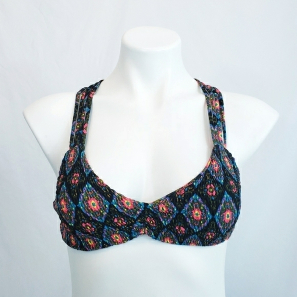 Tori Praver Smocked Bikini Top Rare Hard to Find Diamond Swimwear